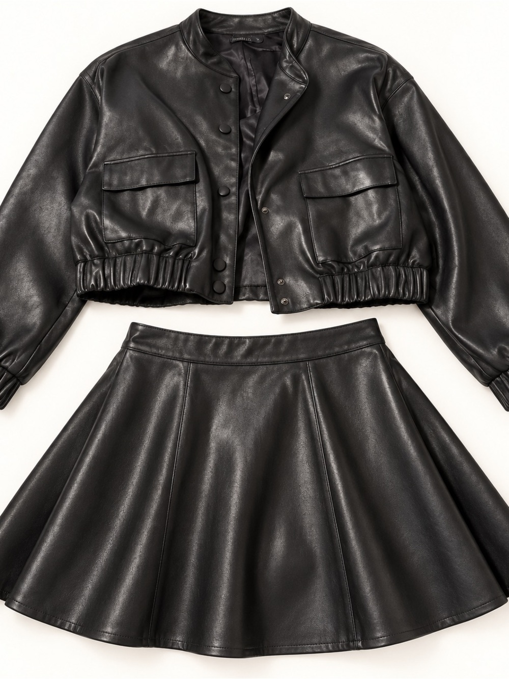Apparalel Black Leather Jacket 1X + Skirt XXL NWT 2 Piece
